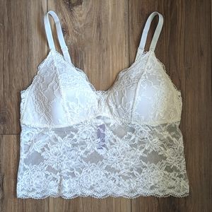 Cream White Cropped Lace Cami Sz L